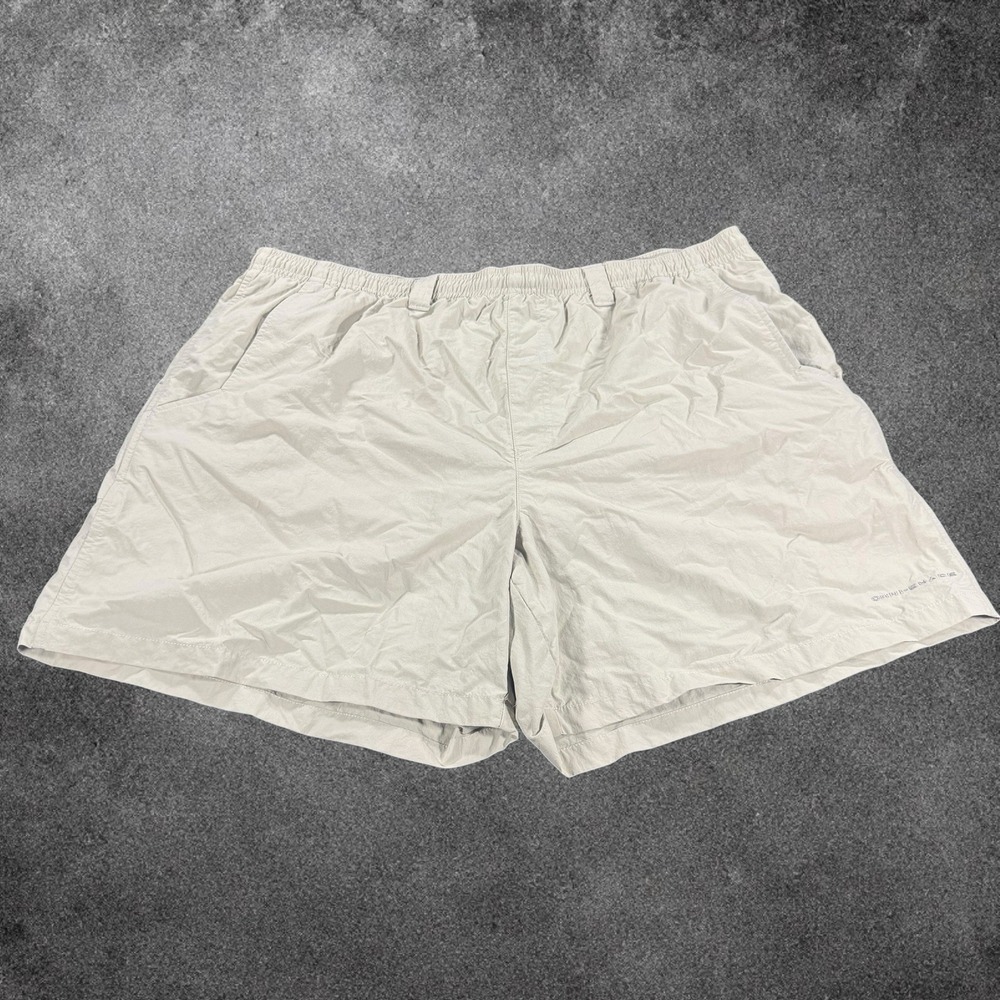 Columbia PFG Omni-Shade Fishing Shorts Mens XL Beige Nylon Mesh Lined Outdoor
